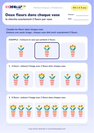 Deux fleurs dans chaque vase – constituer des groupes de deux en MS