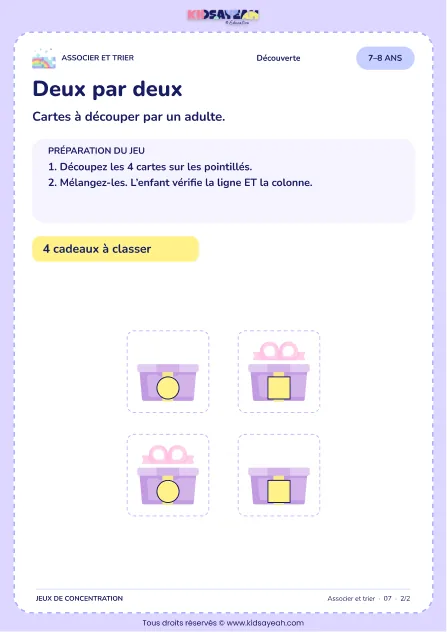 Deux par deux – activité de tri et d’association à imprimer pour les enfants de 7–8 ans – page 2 : page 2 : 02 Cartes