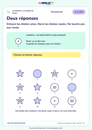 Deux réponses – jeu de règles et d’attention à imprimer pour les enfants de 9–11 ans