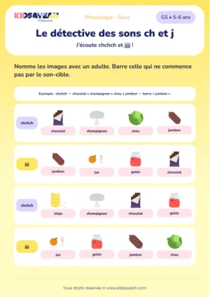 distinguer les sons CH et J en GS — fiche illustrée à imprimer
