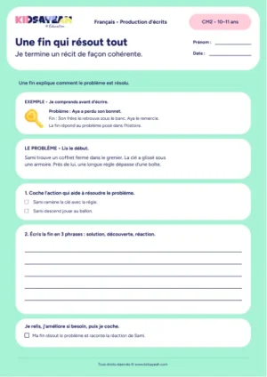 fin de récit CM2 exercice à imprimer - fiche élève