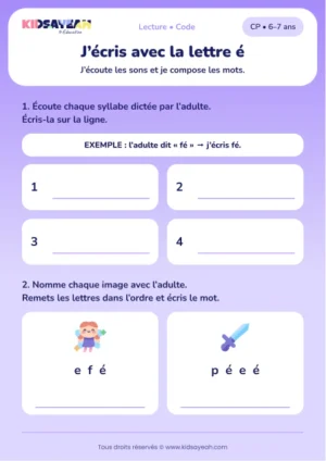 écrire des syllabes avec é, fée et épée au CP — fiche CP à imprimer