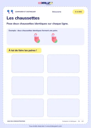 Former des paires de chaussettes identiques sur un plateau - jeu 3–4 ans