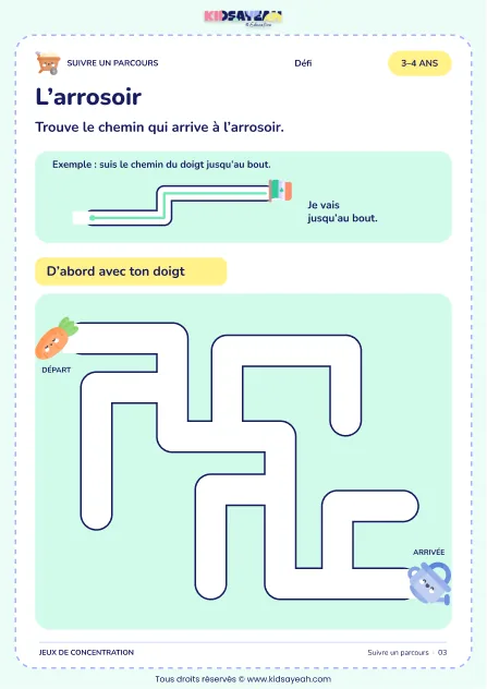 L’arrosoir – parcours visuel à imprimer pour les enfants de 3–4 ans