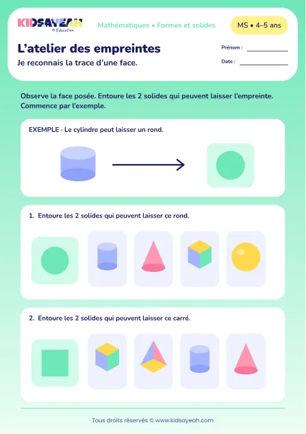 L’atelier des empreintes – associer un solide à l’empreinte d’une face en MS