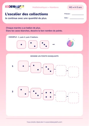 L’escalier des collections – construire une suite croissante de quantités en MS