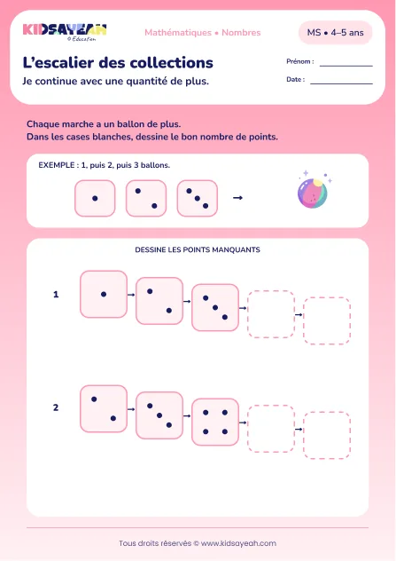L’escalier des collections – construire une suite croissante de quantités en MS