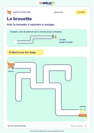 La brouette – parcours visuel à imprimer pour les enfants de 3–4 ans