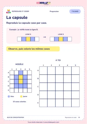 La capsule – jeu de codes et modèles à imprimer pour les enfants de 7–8 ans