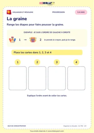 La graine – jeu de logique et d’organisation à imprimer pour les enfants de 5–6 ans