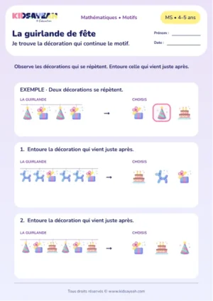 La guirlande de fête – continuer un motif organisé en MS