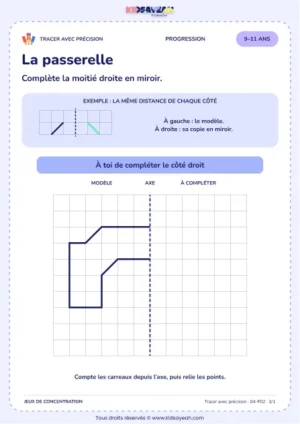 La passerelle – activité de tracé précis à imprimer pour les enfants de 9–11 ans