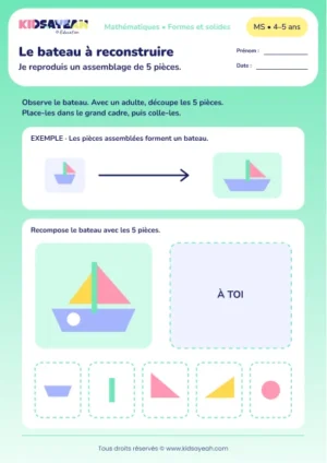 Le bateau à reconstruire – reproduire un assemblage de cinq formes en MS