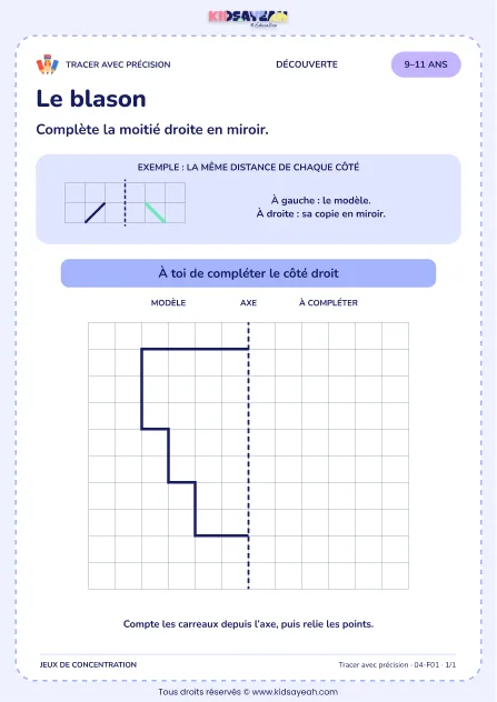 Le blason – activité de tracé précis à imprimer pour les enfants de 9–11 ans