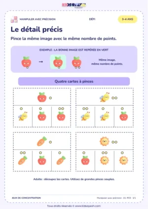 Le détail précis – activité de motricité fine à imprimer pour les enfants de 3–4 ans