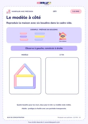 Le modèle à côté – activité de motricité fine à imprimer pour les enfants de 5–6 ans