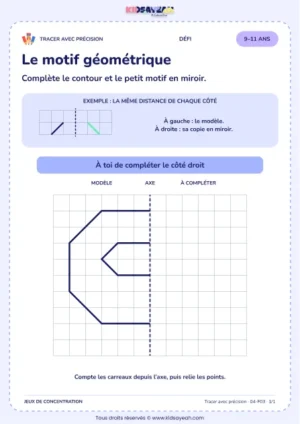Le motif géométrique – activité de tracé précis à imprimer pour les enfants de 9–11 ans