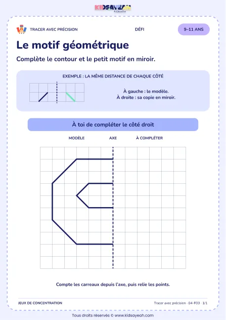 Le motif géométrique – activité de tracé précis à imprimer pour les enfants de 9–11 ans