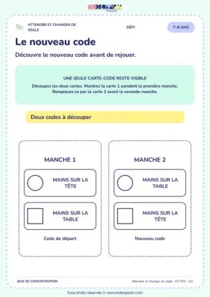 Le nouveau code – jeu de règles et d’attention à imprimer pour les enfants de 7–8 ans