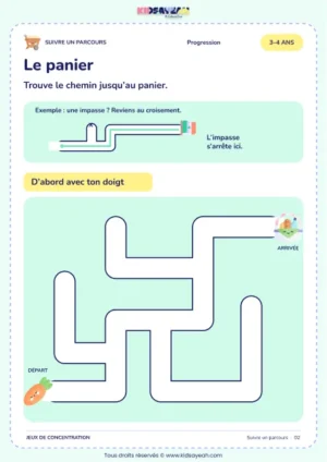 Le panier – parcours visuel à imprimer pour les enfants de 3–4 ans