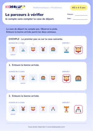 Le parcours à vérifier – compter des déplacements sans compter la case de départ en MS