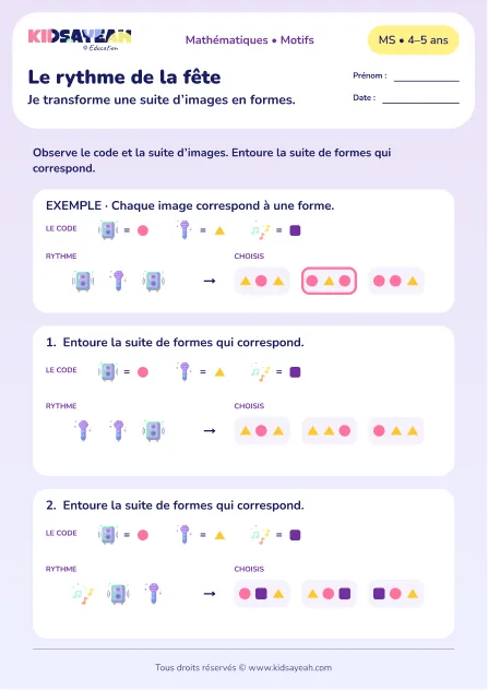 Le rythme de la fête – coder une suite d’images avec des formes en MS
