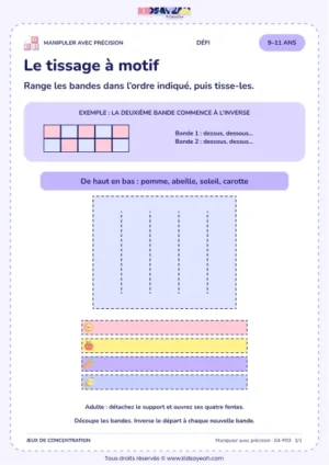 Le tissage à motif – activité de motricité fine à imprimer pour les enfants de 9–11 ans