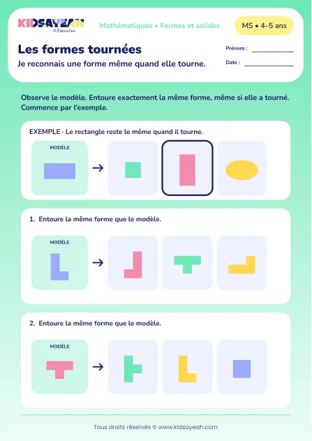 Les formes tournées – reconnaître une forme malgré son orientation en MS