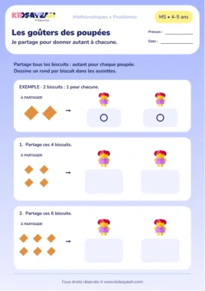 Les goûters des poupées – partager une collection équitablement en MS