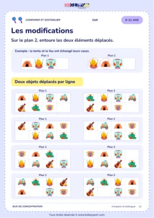 Les modifications – jeu de comparaison visuelle à imprimer pour les enfants de 9–11 ans