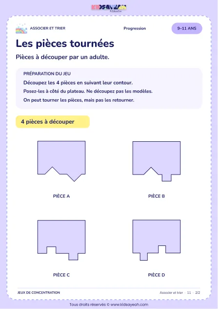 Les pièces tournées – activité de tri et d’association à imprimer pour les enfants de 9–11 ans – page 2 : page 2 : 02 Pièces