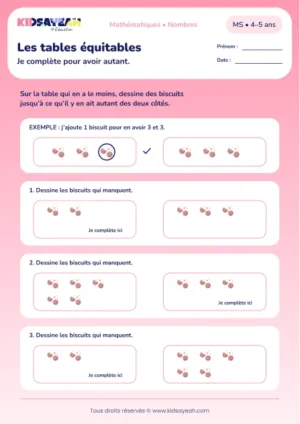 Les tables équitables – compléter une collection pour avoir autant en MS