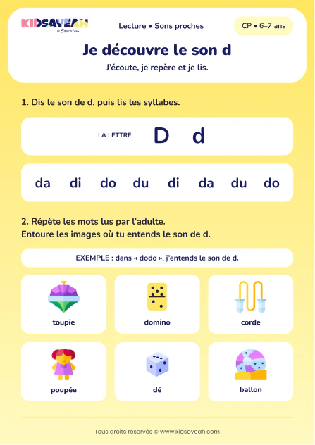 lire da, di, do, du et repérer le son d au CP — fiche CP à imprimer