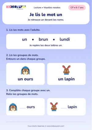 Lire et compléter un ours et un lapin au CP — aperçu de la fiche à imprimer