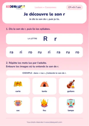 lire ra, ri, ro, ru et repérer le son r au CP — fiche CP à imprimer