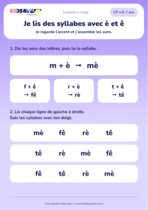 lire les syllabes avec è et ê au CP — fiche CP à imprimer