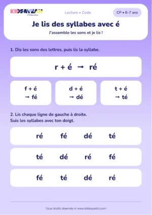 lire les syllabes ré, fé, dé et té au CP — fiche CP à imprimer