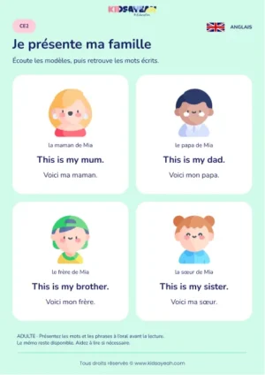 Lire This is my avec les mots de la famille au CE2 — leçon illustrée