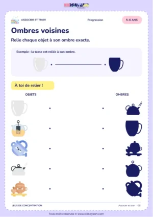 Ombres voisines – activité de tri et d’association à imprimer pour les enfants de 5–6 ans