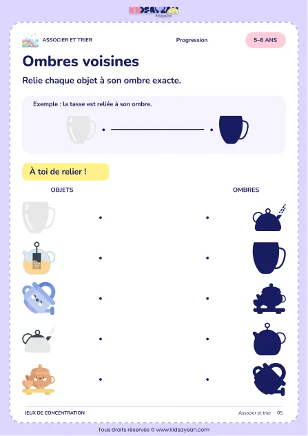 Ombres voisines – activité de tri et d’association à imprimer pour les enfants de 5–6 ans