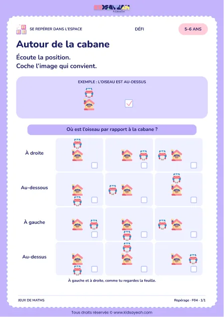 Autour de la cabane – se repérer autour d’un objet 5–6 ans