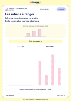 Les rubans à ranger – ranger du plus court au plus long 4–5 ans