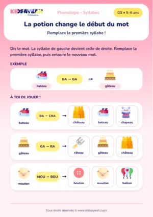 remplacer la syllabe initiale en GS — Remplacer la syllabe initiale en GS : la potion des mots