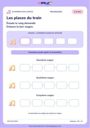 Les places du train – repérer le rang d’un wagon 5–6 ans