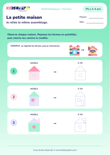 La petite maison – reproduire un assemblage de formes en PS