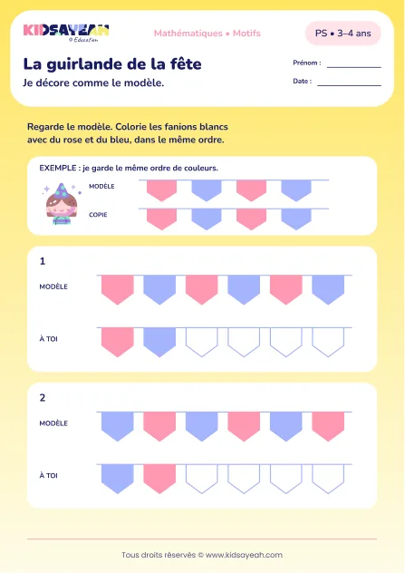 La guirlande de la fête – reproduire un motif de couleurs en PS