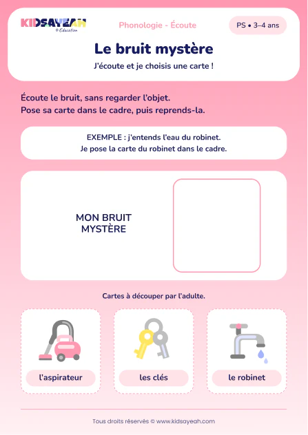 Retrouver l’image d’un bruit de la maison en PS — aperçu de la fiche à imprimer
