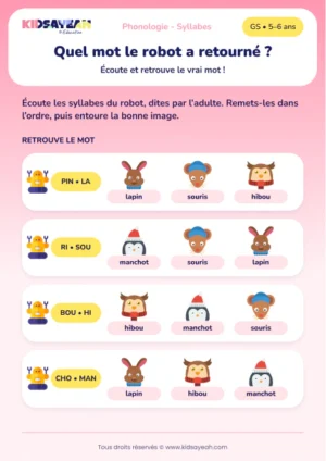 retrouver un mot aux syllabes inversées en GS — Retrouver un mot aux syllabes inversées en GS