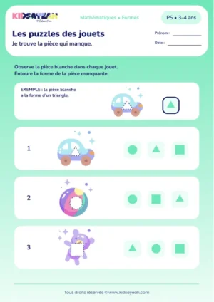 Les puzzles des jouets – trouver la forme manquante en PS