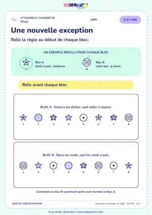 Une nouvelle exception – jeu de règles et d’attention à imprimer pour les enfants de 9–11 ans